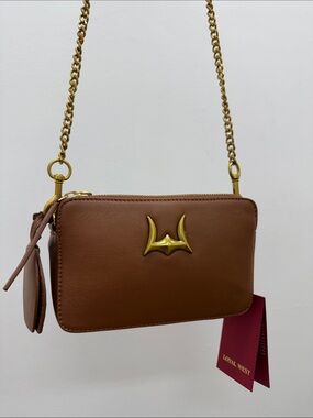 Loyal West Leather Crossbody Bag with Gold Chain